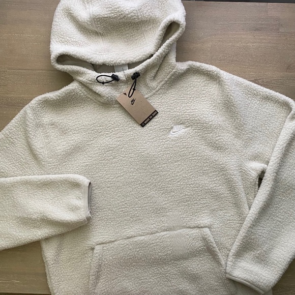 white nike sherpa hoodie